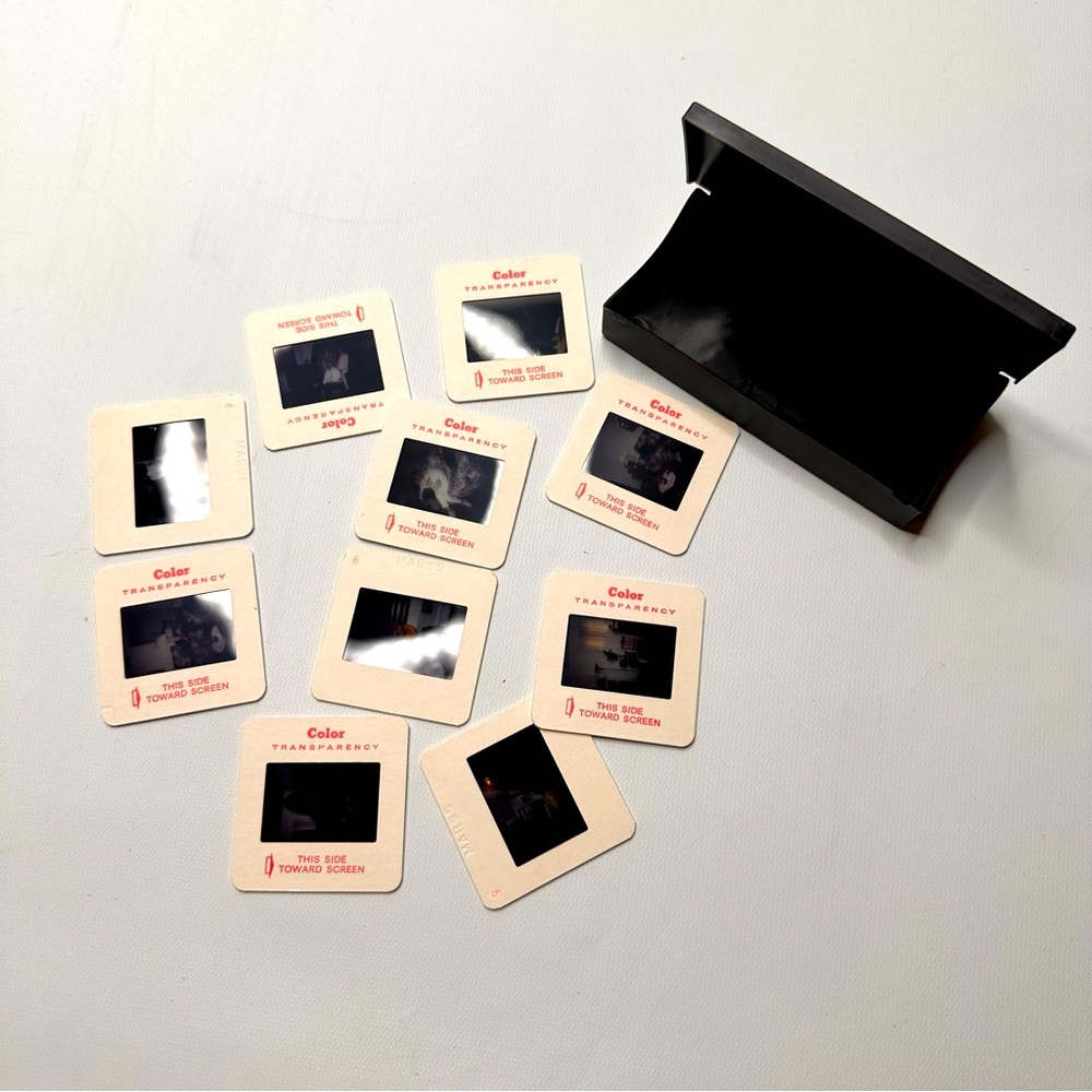 Lot of 10 Color Transparency Slides Kodak 94 Christmas Holiday VTG Furniture